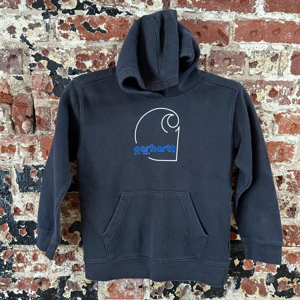 Carhartt Black Hoodie Kids Youth Toddler Sleeve Logo Pullover Boys 7